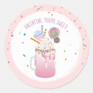 Du bist Sweet Valentine Crazy Milkshake Sprinkles Runder Aufkleber