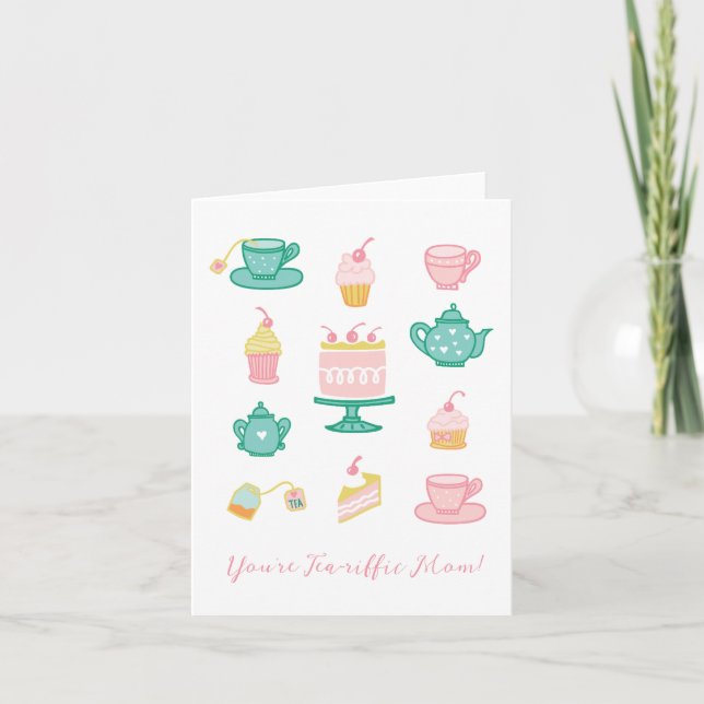 Du bist Tea-riffic Mama Tea Themed Mother Day Card Dankeskarte (Vorderseite)