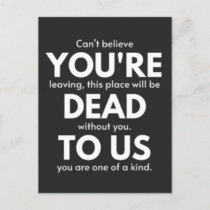 Du bist tot, Coworker geht weg, lustig Feiertagspostkarte
