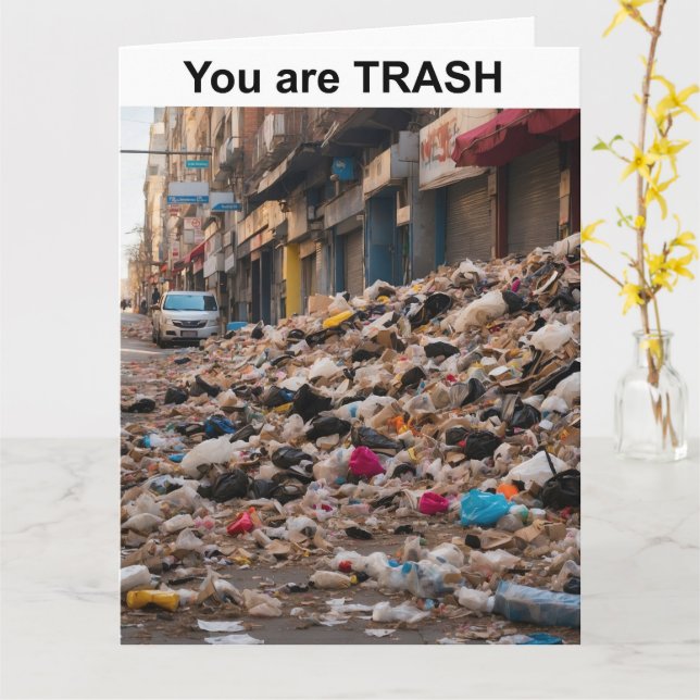 Du bist TRASH. Karte (Gelbe Blume)
