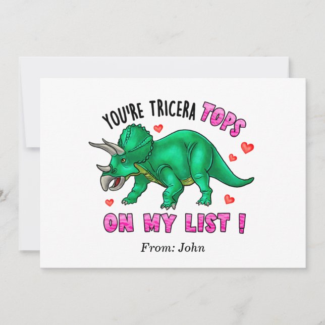 Du bist Tricera Tops Funny Dinosaur Valentinstag Einladung (Vorderseite)