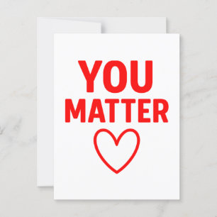 Du bist wichtig" Positives rotes Herz Postkarte