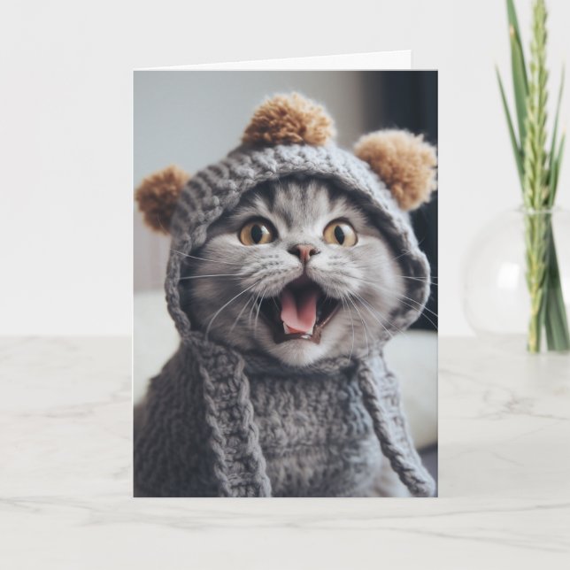 Du bist wie alt? Geburtstag Cat Gruß Karte (Vorderseite)