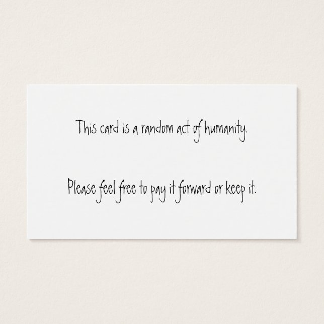 Du bist wunderbar! Random Act of Humanity Cards (Rückseite)