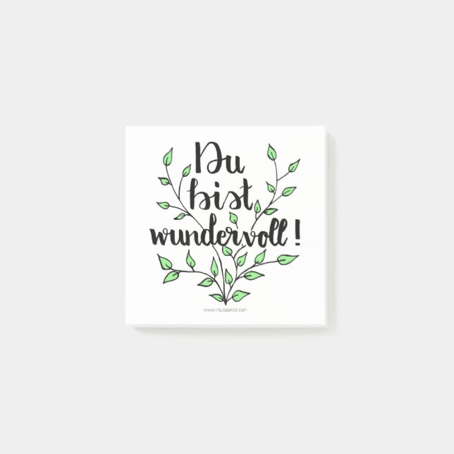 Du bist wundervoll Post-it Klebezettel (Vorderseite)