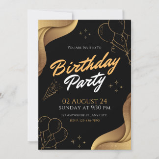 "Du bist zu einem Geburtstagsbash eingeladen!" Einladung