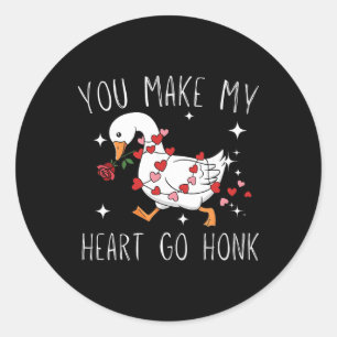 Du bringst mein Herz zum Honk Valentinsgoose _3 Runder Aufkleber