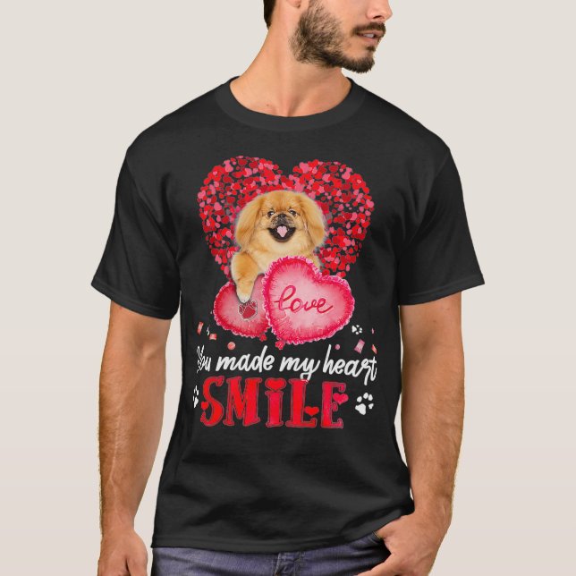 Du bringst mein Herz zum Lächeln Pekingese mit dem T-Shirt (Vorderseite)