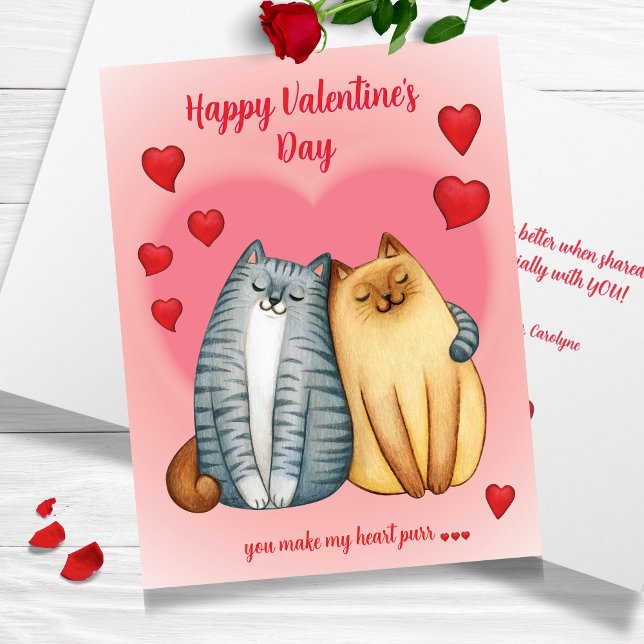 Du bringst mein Herz zum Schnurren | Süße Katze zu Karte (You Make My Heart Purr | Cute Cat Valentine’s Day Card)