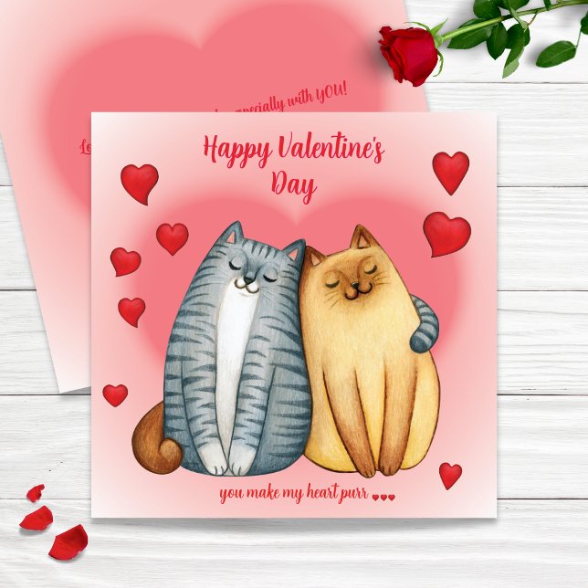 Du bringst mein Herz zum Schnurren Süße Katze zum  Karte (You Make My Heart Purr Cute Cat Valentine’s Day Card)