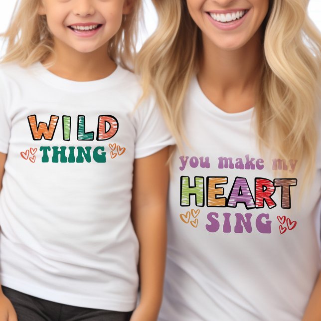 Du bringst meinen Herzschlag zum Groovy, der wilde T-Shirt (Mommy and Me tees with Wild Thing you make my Heart Sing .. mom and kid shirts sold separately)