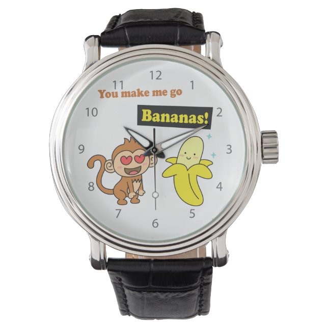 Du bringst mich zu Bananen, Niedlichen Liebe Spaß Armbanduhr (Vorderseite)