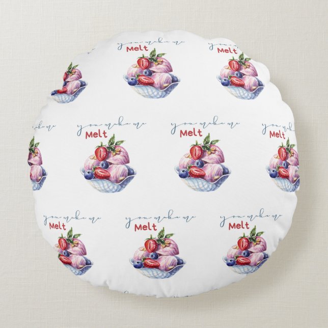 du bringst mir Eiscreme Rundes Kissen (Vorderseite)