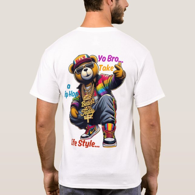 "Du Bro!" Embrace the HipHop Lifestyle - Bär-Rap T-Shirt (Rückseite)