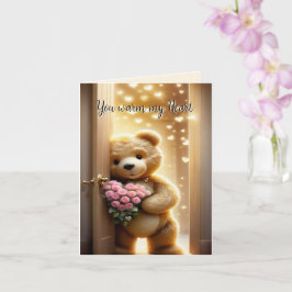 Du erwärmst mein Herz - Teddybär Liebe Karte