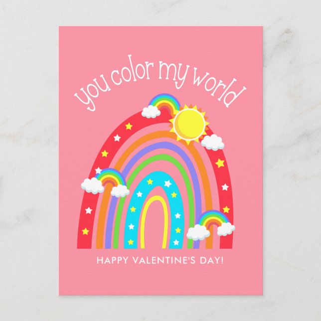 Du färbst meine Welt | Kids Valentine Postkarte (Vorderseite)