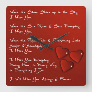 Du fehlst mir quadratische Wanduhr