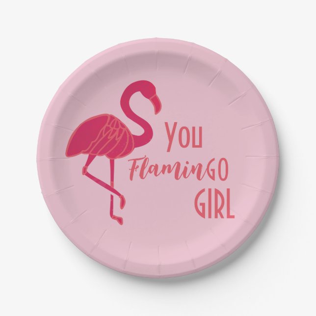 Du gehst Girl Pink Flamingo Pappteller (Vorderseite)