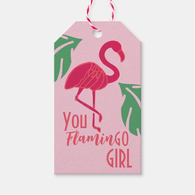 Du gehst zu Girl Tropical Pink Flamingo Geschenkanhänger (Vorderseite)