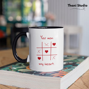Du gewann mein Herz Tic-Tac-Toe Funny Valentine's Tasse