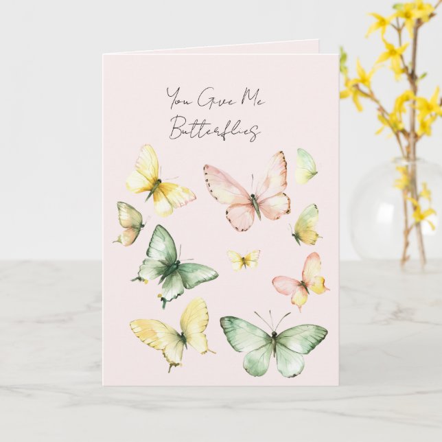 Du gibst mir Schmetterlinge Liebe Karte (Gelbe Blume)