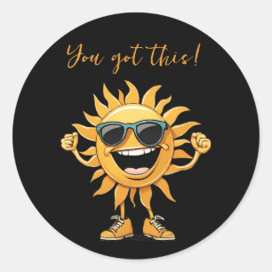 Du Got diese sonnige Sonne mit Sonnenbrille Runder Aufkleber
