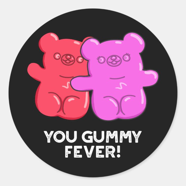 Du Gummy Fever Funny Candy Puff Dark BG Runder Aufkleber (Vorderseite)
