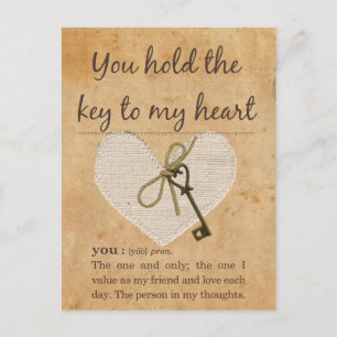 Du hältst den Schlüssel zu meinem Herzen Postkarte