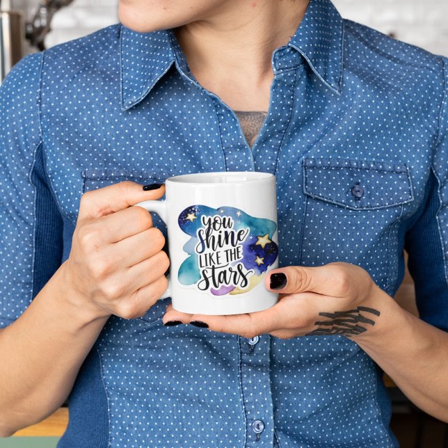 Du hältst dich wie die Sterne-Tasse Kaffeetasse (Empower someone special with this, "You shine like the stars" mug! )