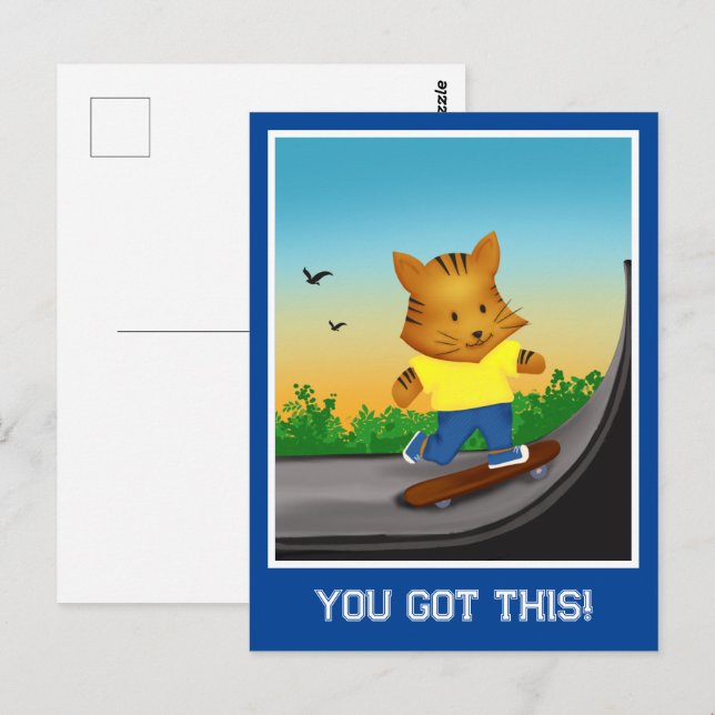 Du hast diese Tiger-Skateboard Got Postkarte (Vorne/Hinten)