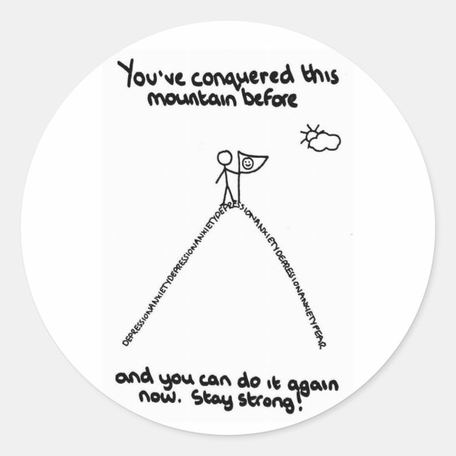 Du hast diesen Berg besiegt, bevor er aufklebt Runder Aufkleber (Vorderseite)