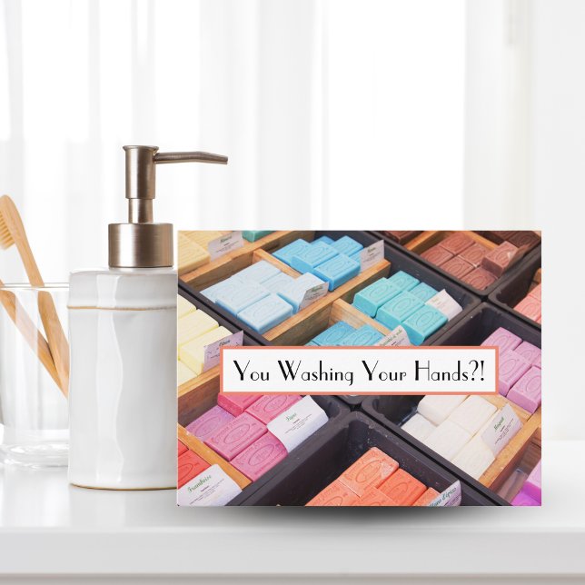 Du hast dir die Hände gewaschen?! Farbige französi Postkarte (Von Creator hochgeladen)