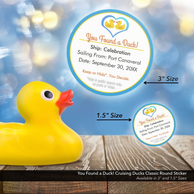 Du hast eine Ente gefunden! Kreuzküken Runder Aufkleber (You Found a Duck! Cruising Ducks Classic Round Sticker–Available in 1.5" and 3" Diameters.)
