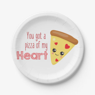 Du hast eine Pizza meines Herzens Kawaii Pizza Pun Pappteller
