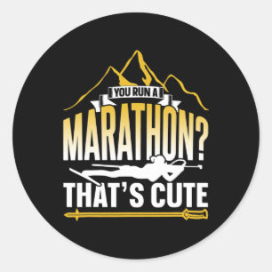 Du hast einen Marathon gemacht, der Niedliche Spor Runder Aufkleber