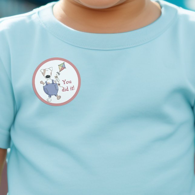 Du hast es Niedlich gemacht, Welpen zu belohnen Runder Aufkleber (You Did It Cute Kite Puppy Dog Reward Classic Round Sticker)