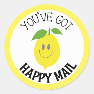 Du hast Happy Mail Lemon Gelben Rundaufkleber Got Runder Aufkleber