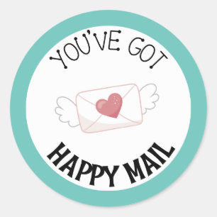 Du hast Happy Mail Round Sticker Türkis Got