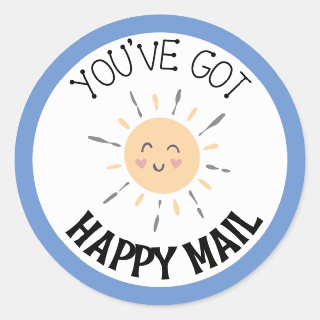 Du hast Happy Mail Sun Smile Sticker rund Got (Vorderseite)