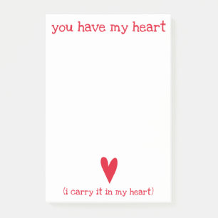 Du hast mein Herz  Gedicht von E.E. Kummis Post-it Klebezettel