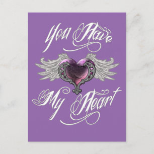 Du hast mein Herz rosa Postkarte