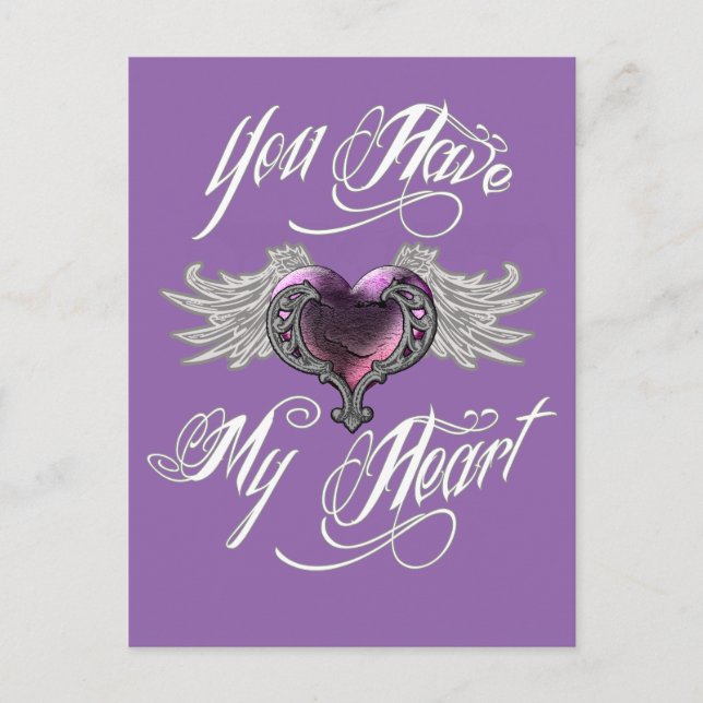 Du hast mein Herz rosa Postkarte (Vorderseite)