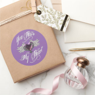 Du hast mein Herz rosa Runder Aufkleber