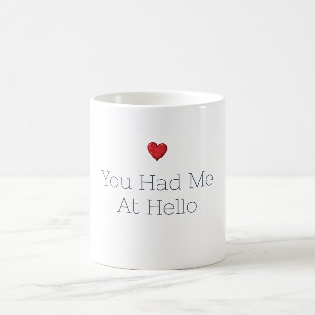 Du hast mich bei Hallo Roter Herz Kaffeetasse (Mittel)