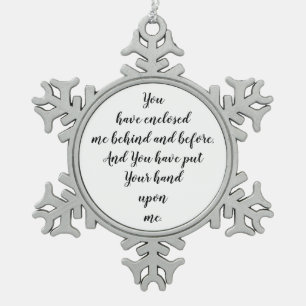 Du hast mich hinten und vorne umschlossen Psalm 13 Schneeflocken Zinn-Ornament