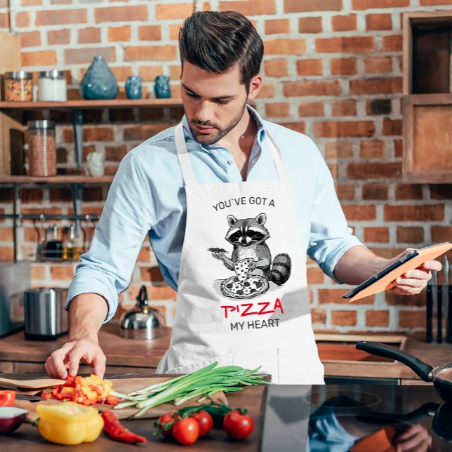Du hast mir im Herzen eine Pizza Got | Raccoon Schürze (#PizzaMyHeart #foodlovergift #raccoonlovergift #raccooneatingpizza)