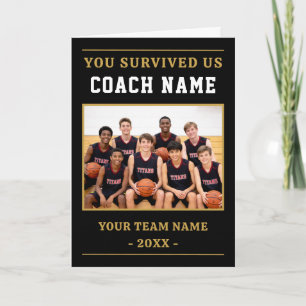 Du hast uns überlebt Trainer Lustiges Basketball-F Dankeskarte