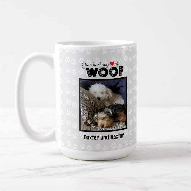 Du hattest mein Herz am Woof Individuelle Name Fot Kaffeetasse (Links)