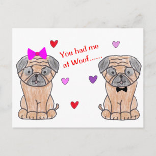 Du hattest mich am Woof Mops Postkarte