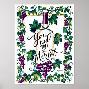 Du hattest mich bei Merlot Wine Lover Custom Poster